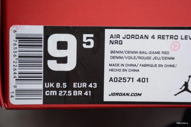 Rep TBK x Air 4 Levi's Jordan AO2571-401 Nike Denim 0721